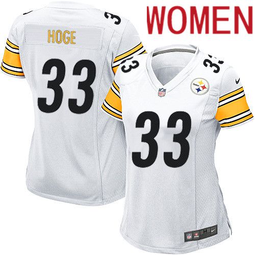 Women Pittsburgh Steelers 33 Merril Hoge Nike White Game NFL Jersey
